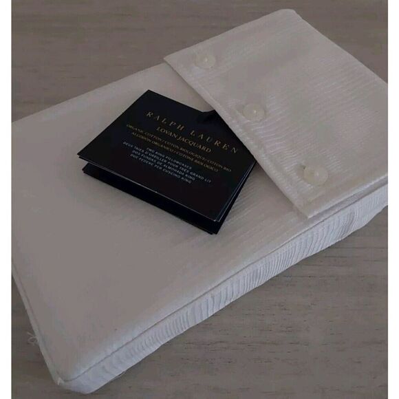 Ralph Lauren LOVAN JACQUARD 100% Organic Cotton Two King Pillowcases PARCHMENT - Picture 6 of 10